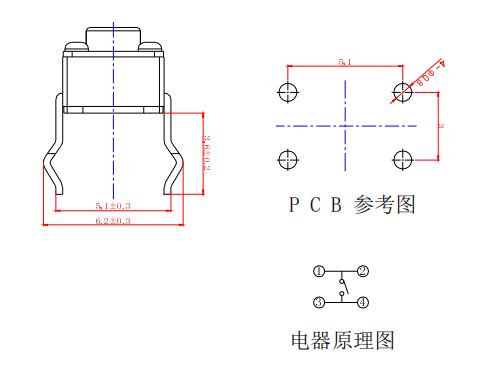  邓州轻触开关四个脚怎么接